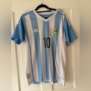 adidas Light Blue & White Striped Argentina Soccer Jersey with Number 10